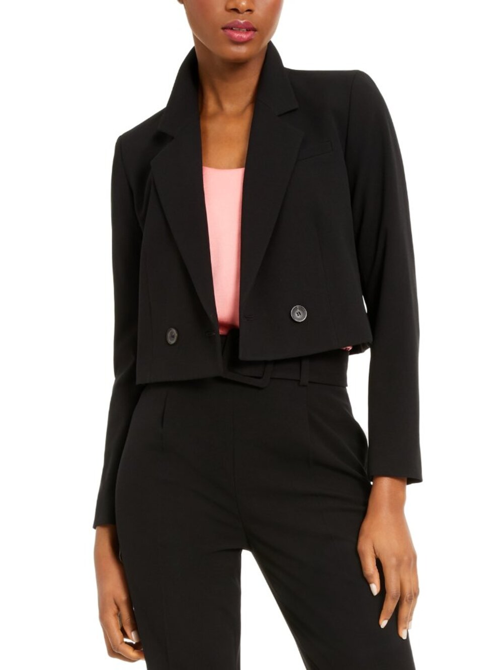 NWT Bar III Womens Size 10 Black Cropped Double-Breasted Blazer Jacket NEW